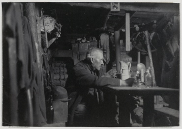 Gravel-pit worker in his hut, Autumn 1897