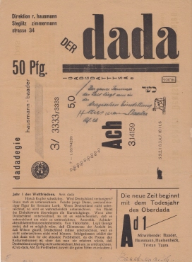 Der Dada.- Berlin: Selbstverlag. 1919, Juni, Nr. 1