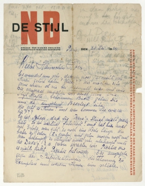 Brief von Nelly (Pétro) van Doesburg an Hannah Höch. Paris