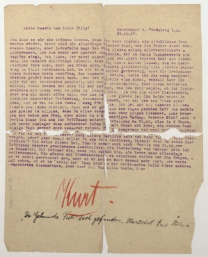 Brief von Kurt Schwitters an Hannah Höch und Til Brugman. Retelsdorf bei Schönberg i. M.