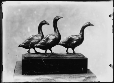 Ohne Titel (Im Atelier von August Gaul: Bronzeskulptur, drei Gänse, nach rechts gewandt)