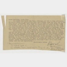 Brief von Raoul Hausmann an Elfriede Hausmann und Vera Hausmann. [Limoges]