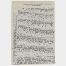 Brief von Johannes Baader an Elfriede Hausmann. Schloß Adldorf, Krs. Landau/Isar