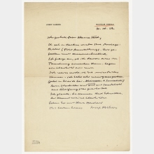Brief von Josef Albers an Hannah Höch. Dessau