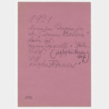 Nachträgliche Notiz von Hannah Höch zu ihrem Beitrag bei der Großen Berliner Kunstausstellung 1921
