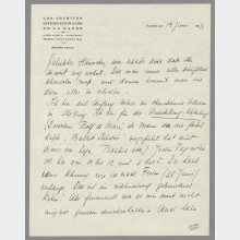 Brief von Nelly van Doesburg an Hannah Höch. Paris